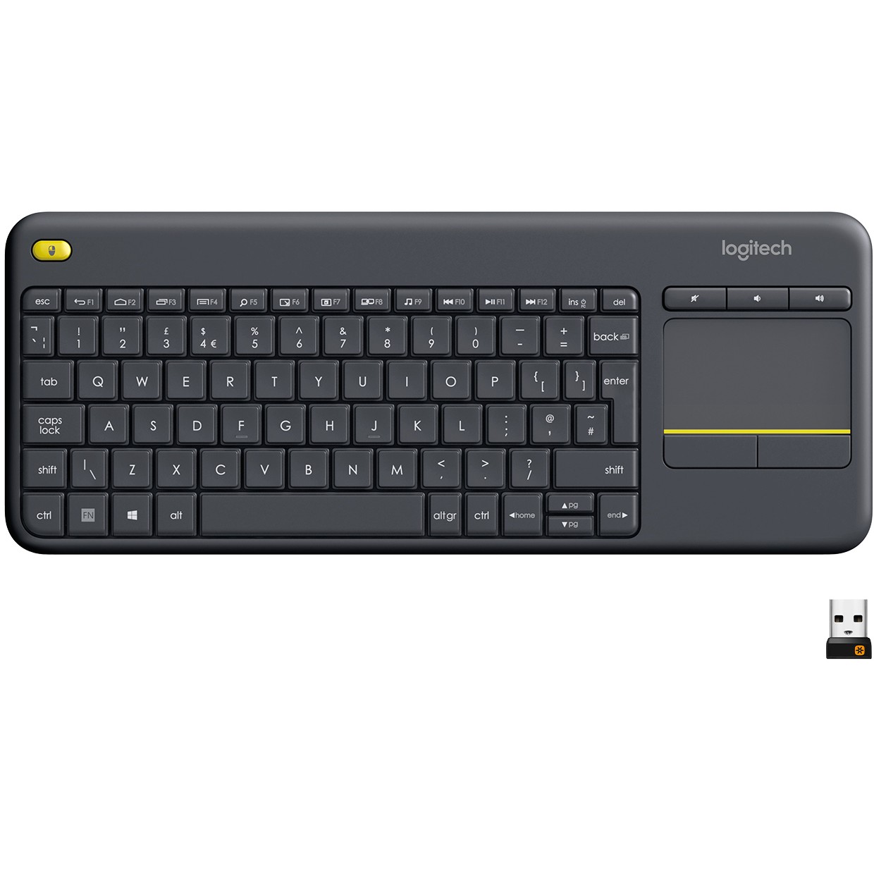 Tastierë Pa kabllo Logitech K400 Plus Wireless e zezë QWERTY US
