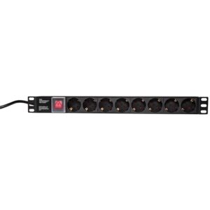 Kabllo për Furnizim me Energji LogiLink 8-Fach Steckdosenleiste 19" 1HE me 2m Anschlusskabel dhe Shkëputës