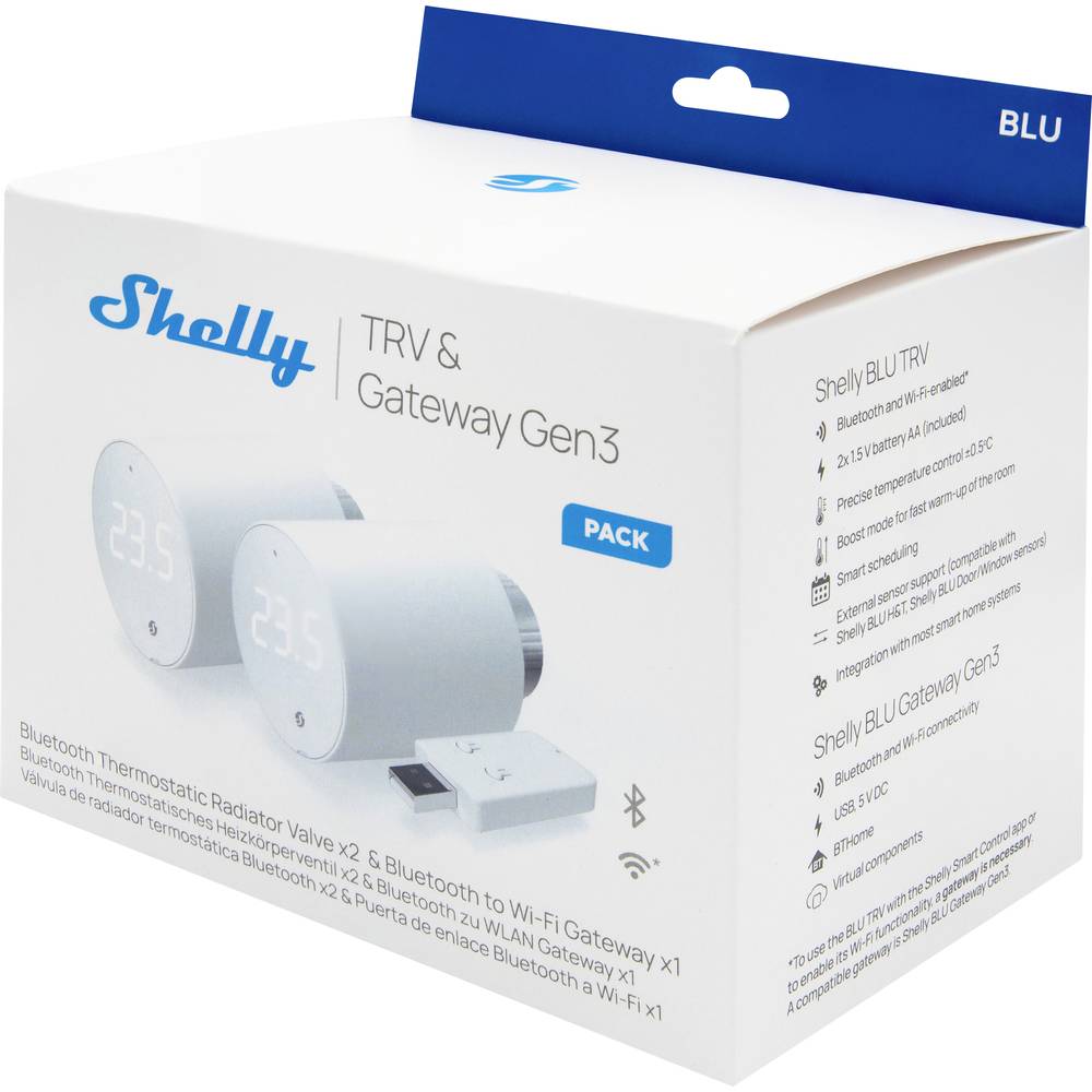 Shelly Plug & Play "2x Blu TRV & Blu Gateway Gen3" Heizkörperthermostat + Gateway