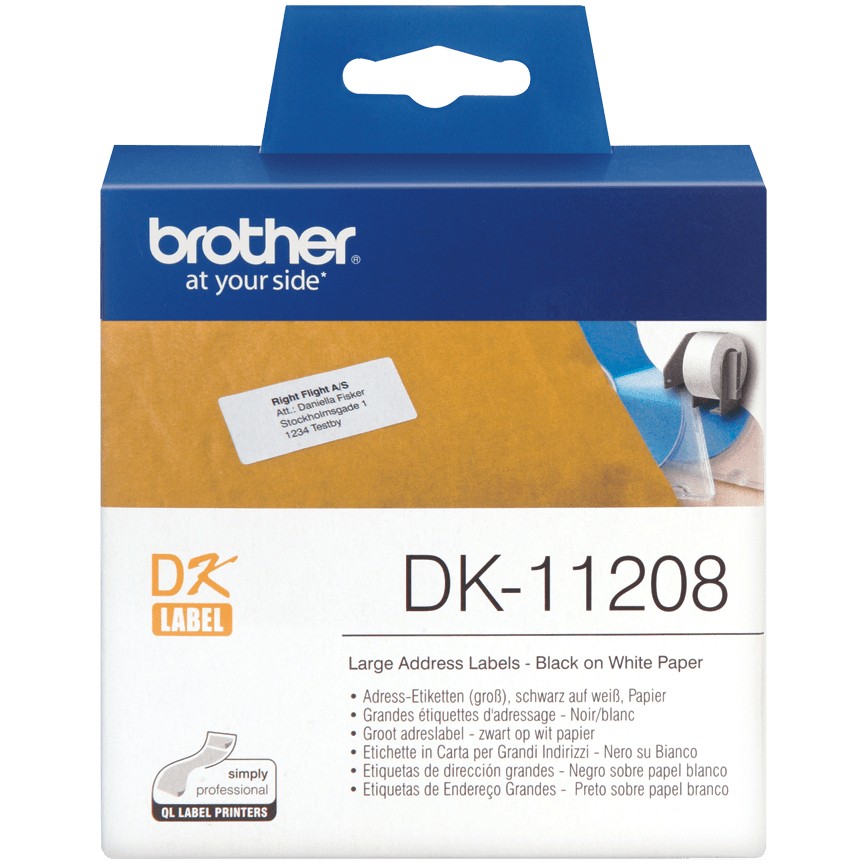 Label Brother DK-11208 Address Labels Original / 400 Labels / 38mm x 90mm – Bardhë / Zezë - Figura 3
