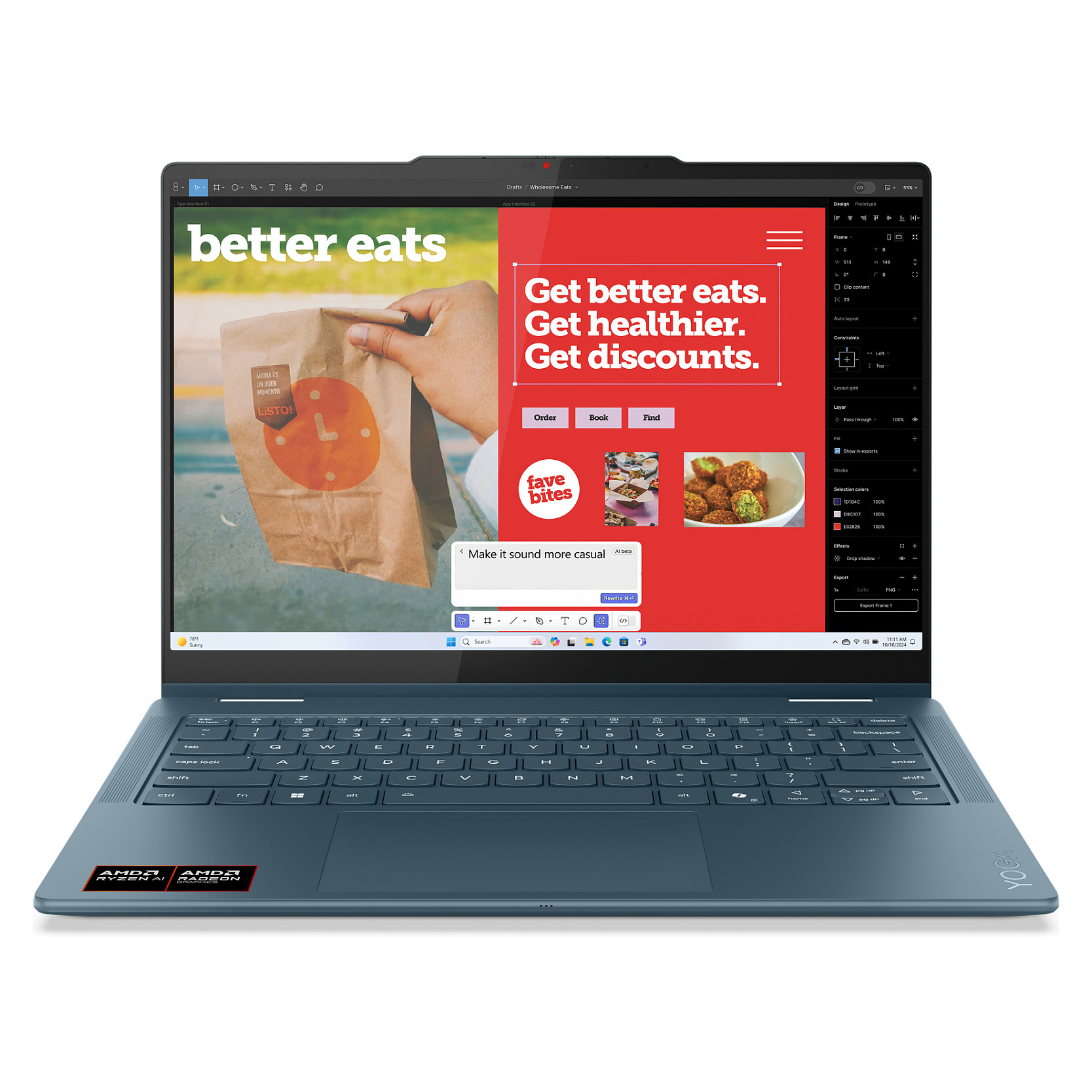 Laptop Lenovo Yoga 7 2-in-1 / Ryzen AI 5 340 / 16GB LPDDR5x / 512GB / 14" WUXGA OLED / Touchscreen / Radeon 840M / DE - Blu/Gjelbër