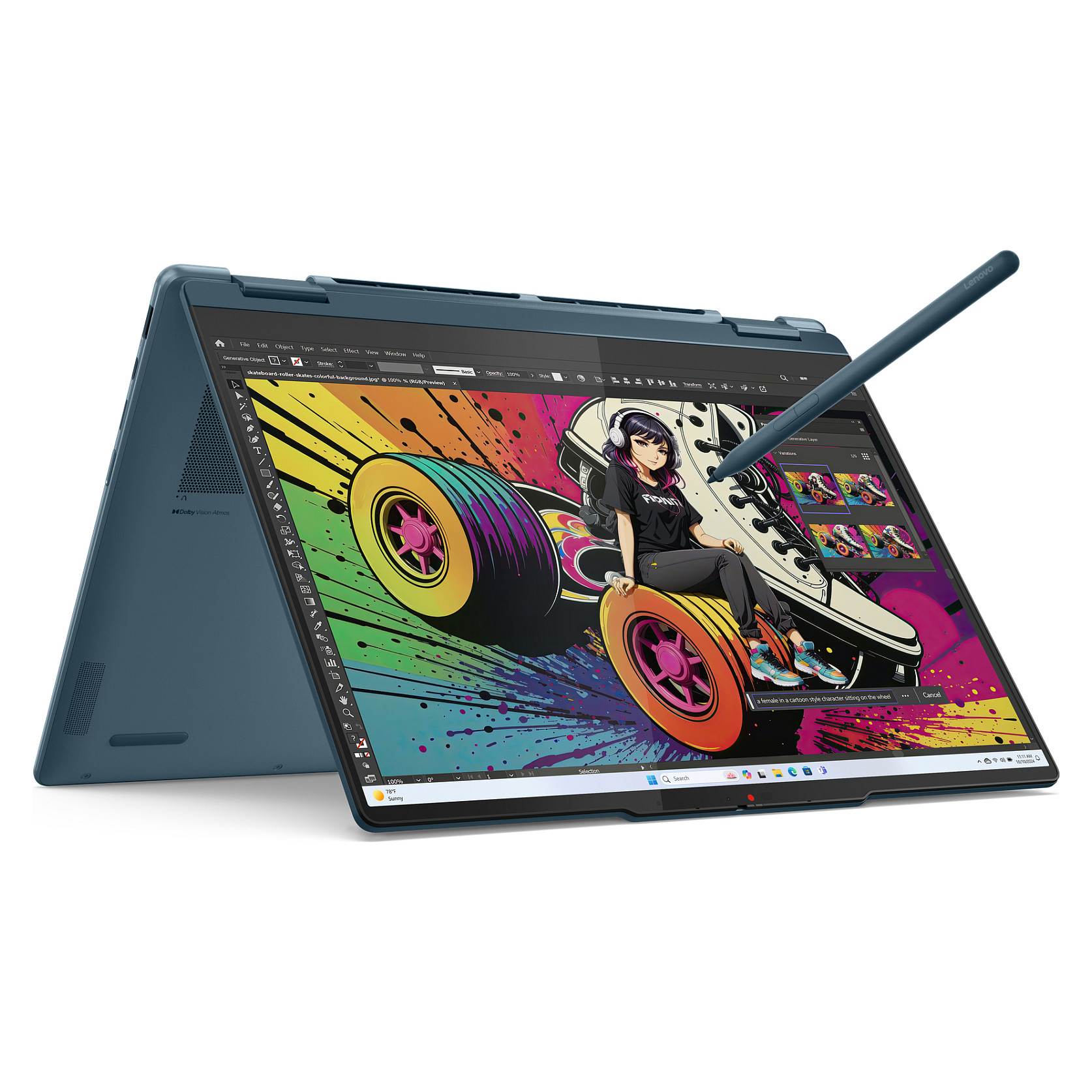 Laptop Lenovo Yoga 7 2-in-1 / Ryzen AI 5 340 / 16GB LPDDR5x / 512GB / 14" WUXGA OLED / Touchscreen / Radeon 840M / DE - Blu/Gjelbër - Figura 3