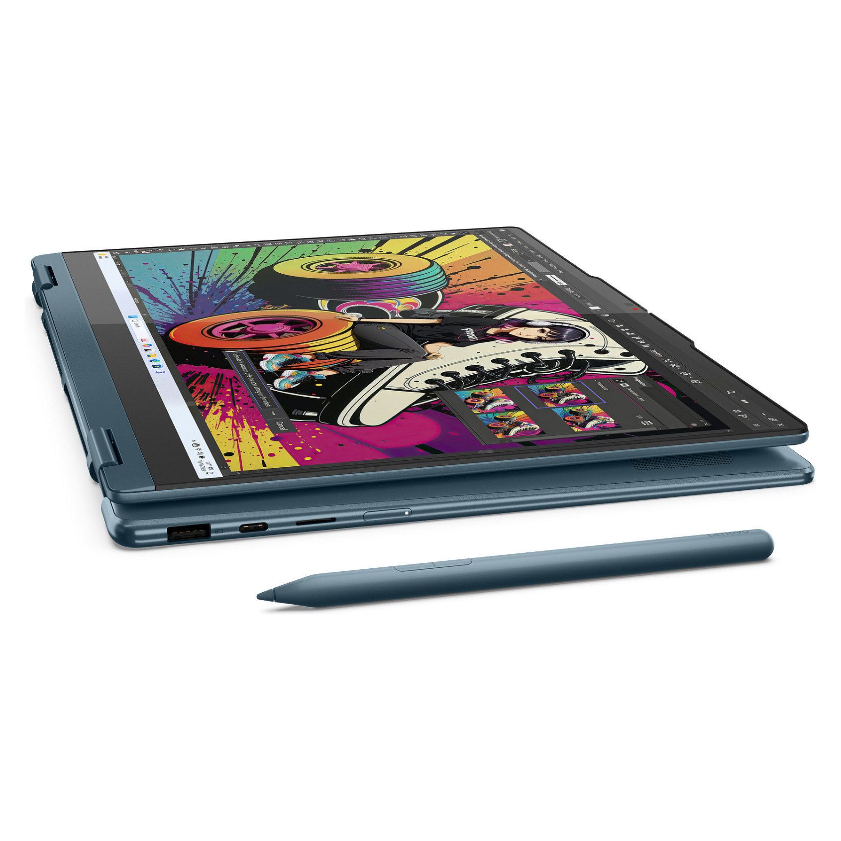 Laptop Lenovo Yoga 7 2-in-1 / Ryzen AI 5 340 / 16GB LPDDR5x / 512GB / 14" WUXGA OLED / Touchscreen / Radeon 840M / DE - Blu/Gjelbër - Figura 4