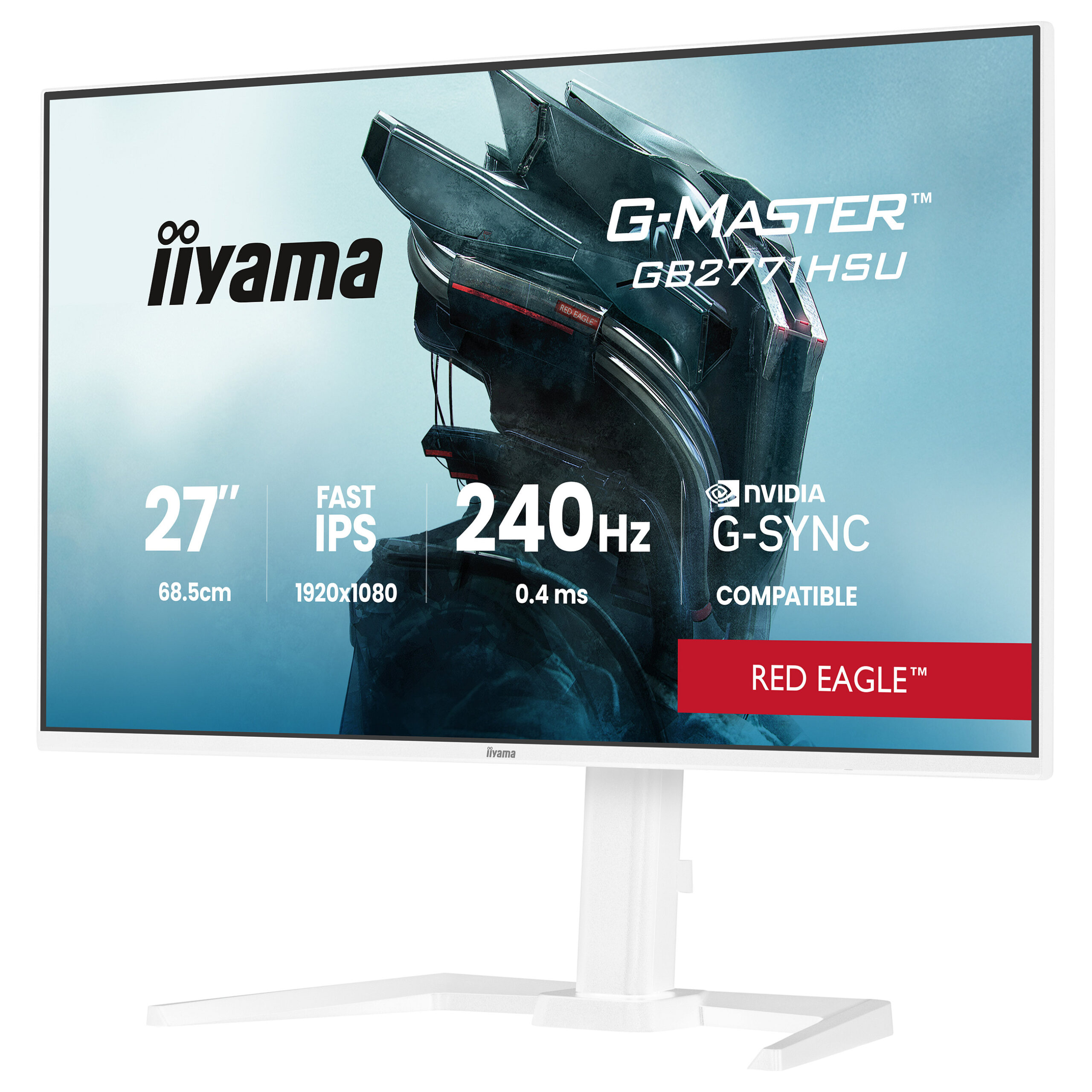 Monitor Gaming iiyama G-MASTER Red Eagle™ GB2771HSU-W1 / 27" / Full HD Fast IPS / 240Hz / 0.4ms / USB+HDMI+DP - Bardhë - Figura 5
