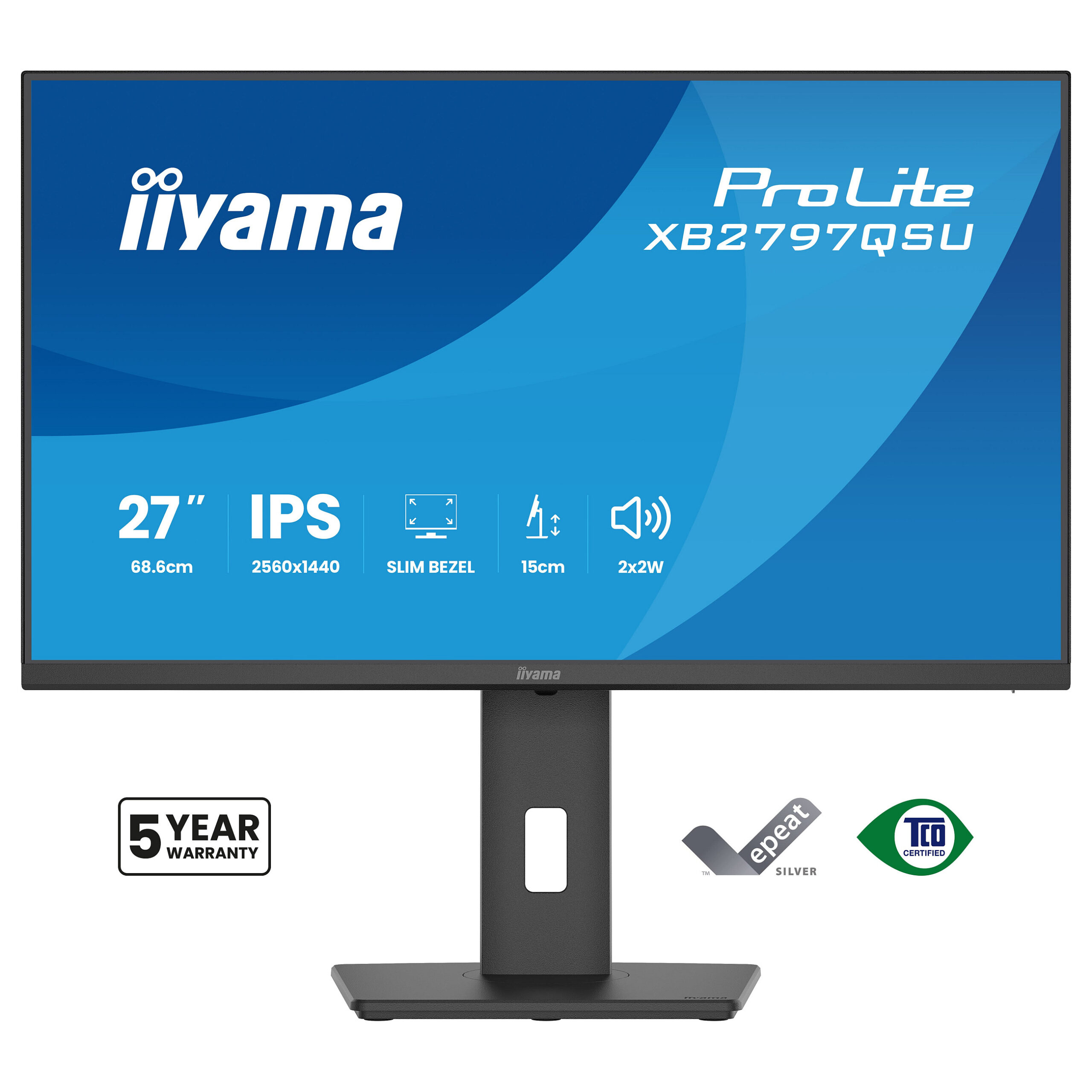 Monitor iiyama ProLite XB2797QSU-B1 / 27"/ Quad HD IPS LED / 75Hz / 1ms / HDMI+DP - Zezë - Figura 2