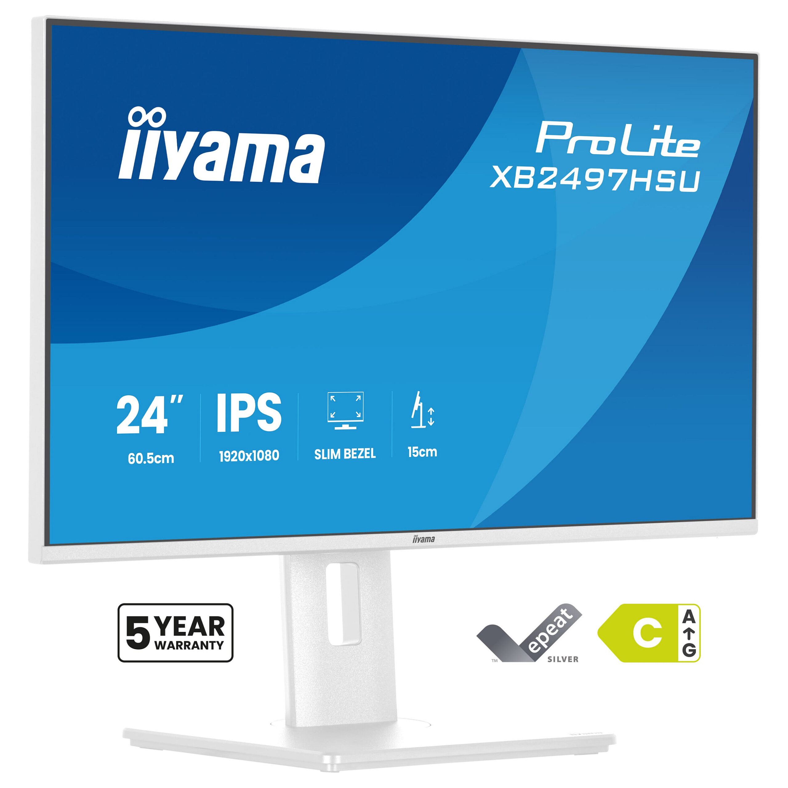 Monitor iiyama ProLite XB2497HSU-W1 / 24" / Full HD IPS LED / 120Hz / 4ms / HDMI+DP - Bardhë