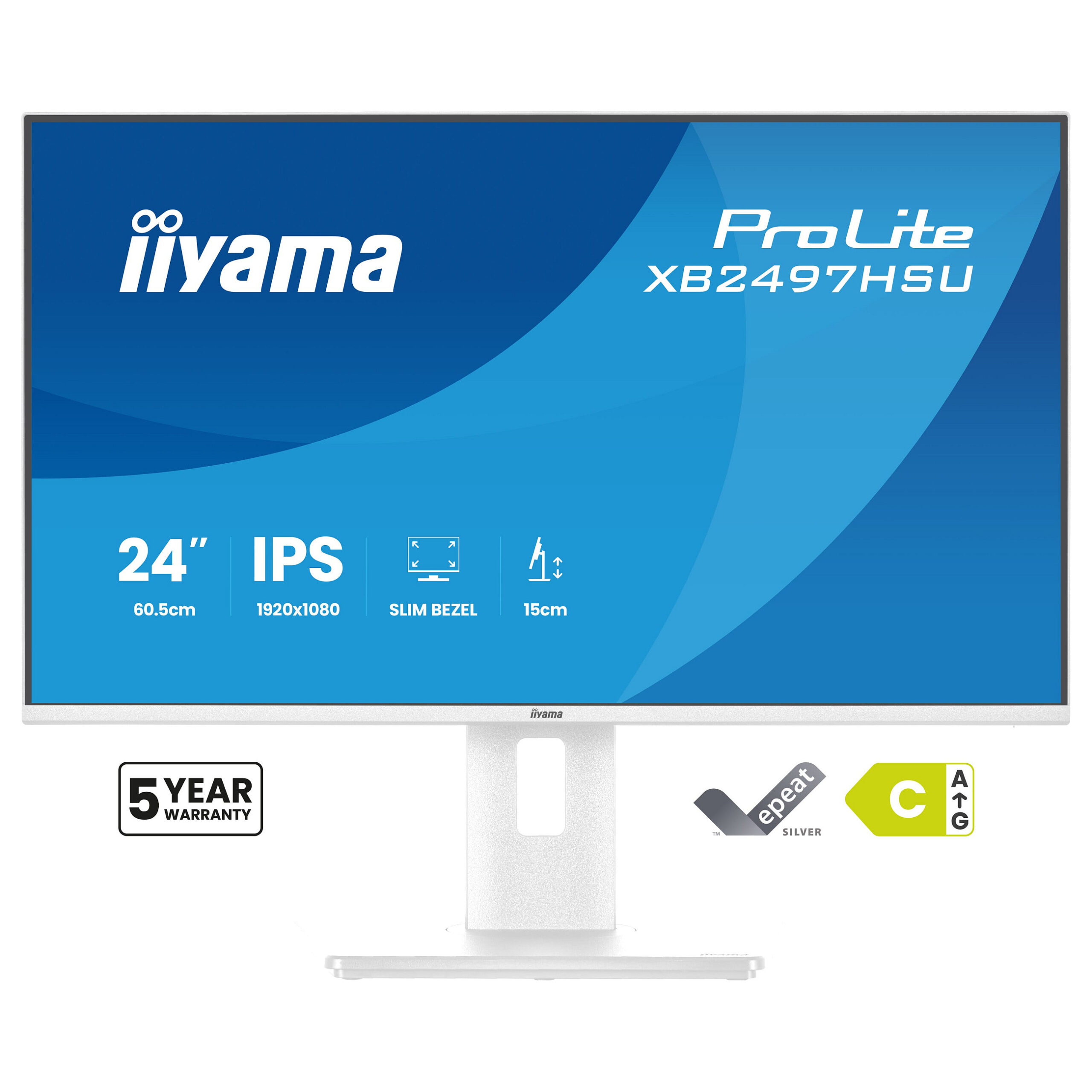 Monitor iiyama ProLite XB2497HSU-W1 / 24" / Full HD IPS LED / 120Hz / 4ms / HDMI+DP - Bardhë - Figura 2