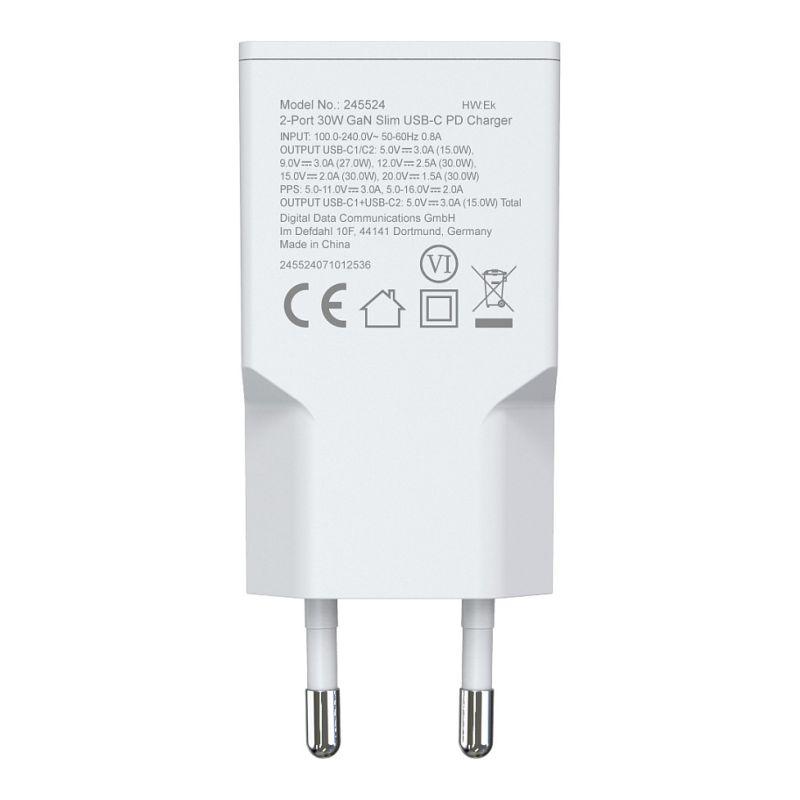 Adapter Equip 2-Port USB-C PD3.0 / USB-A GaN Slim 30W – Bardhë - Figura 2