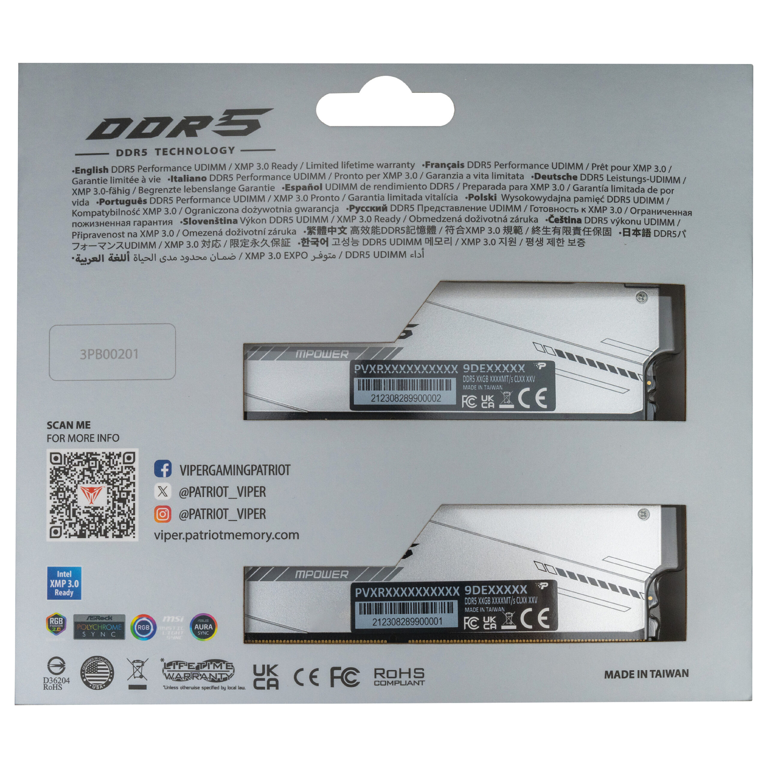 RAM Memorie DDR5 Patriot Memory Viper XTREME 5 Mpower RGB 48GB(2x24GB) 6400MHz CL30 - Figura 4