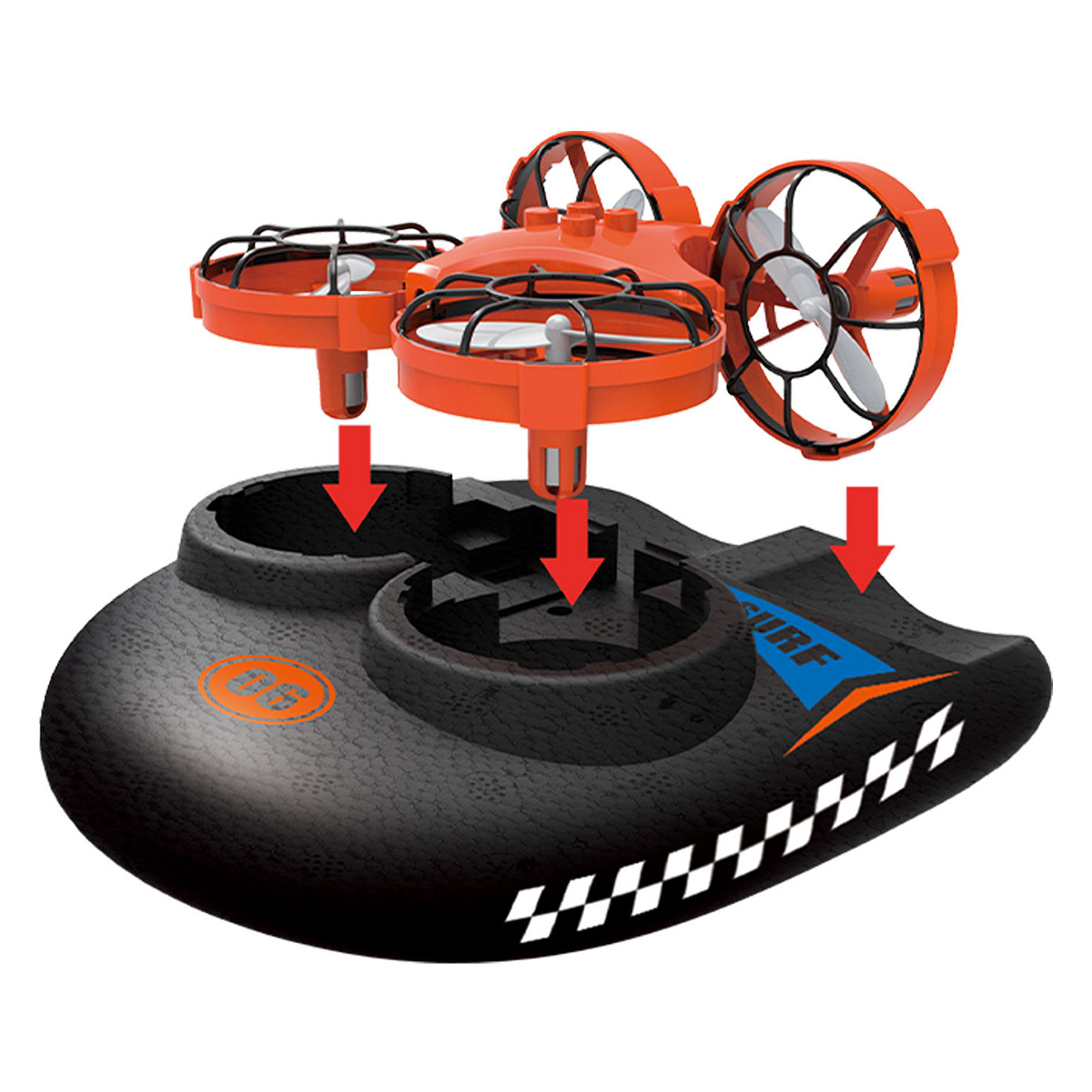 Lodër Dron Amewi Trix 3-in-1 Hovercraft - Portokalli - Figura 2