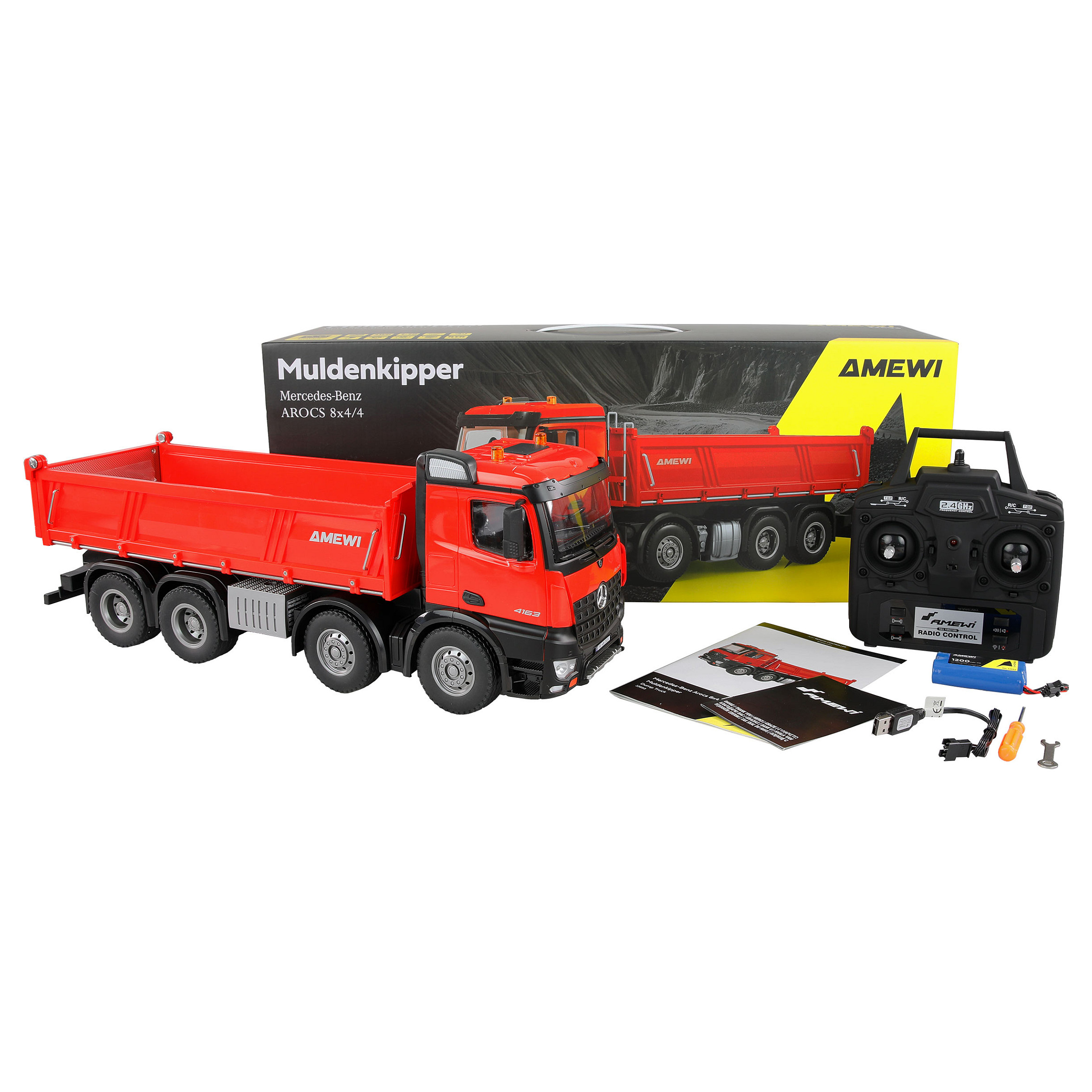 Lodër RC Amewi Mercedes-Benz Arocs Dumper 8x4/4 4WD 1:18 RTR - Kuqe - Figura 2