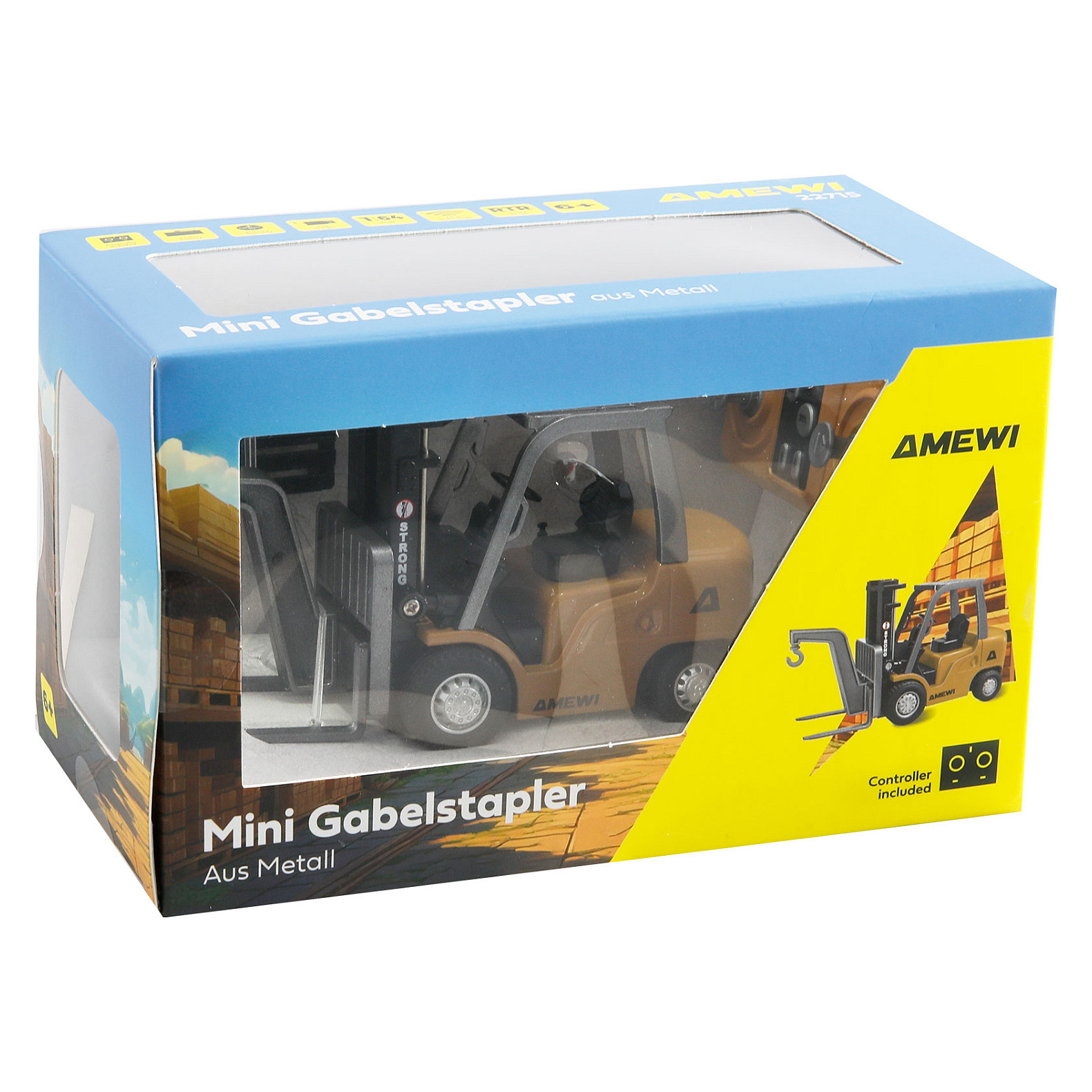 Lodër Makinë RC Forklift Amewi Mini 1:64 RTR - Zezë/Verdhë - Figura 2