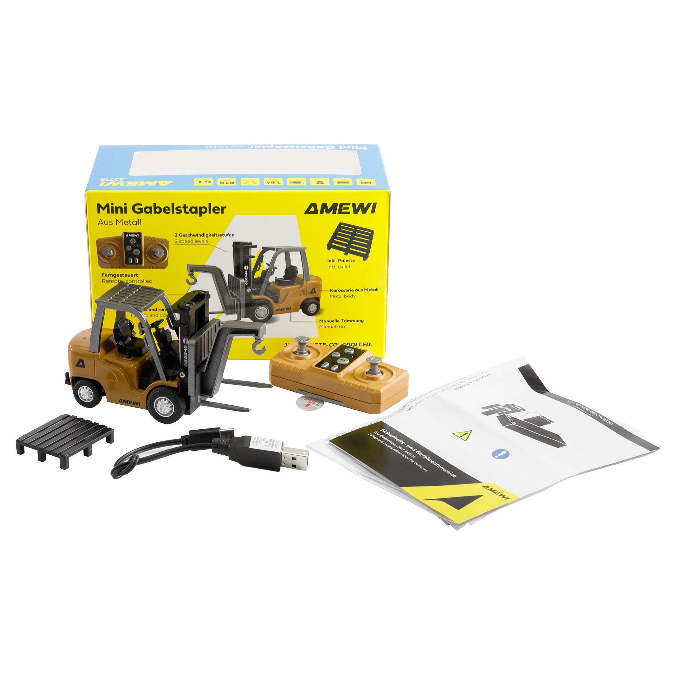 Lodër Makinë RC Forklift Amewi Mini 1:64 RTR - Zezë/Verdhë - Figura 3