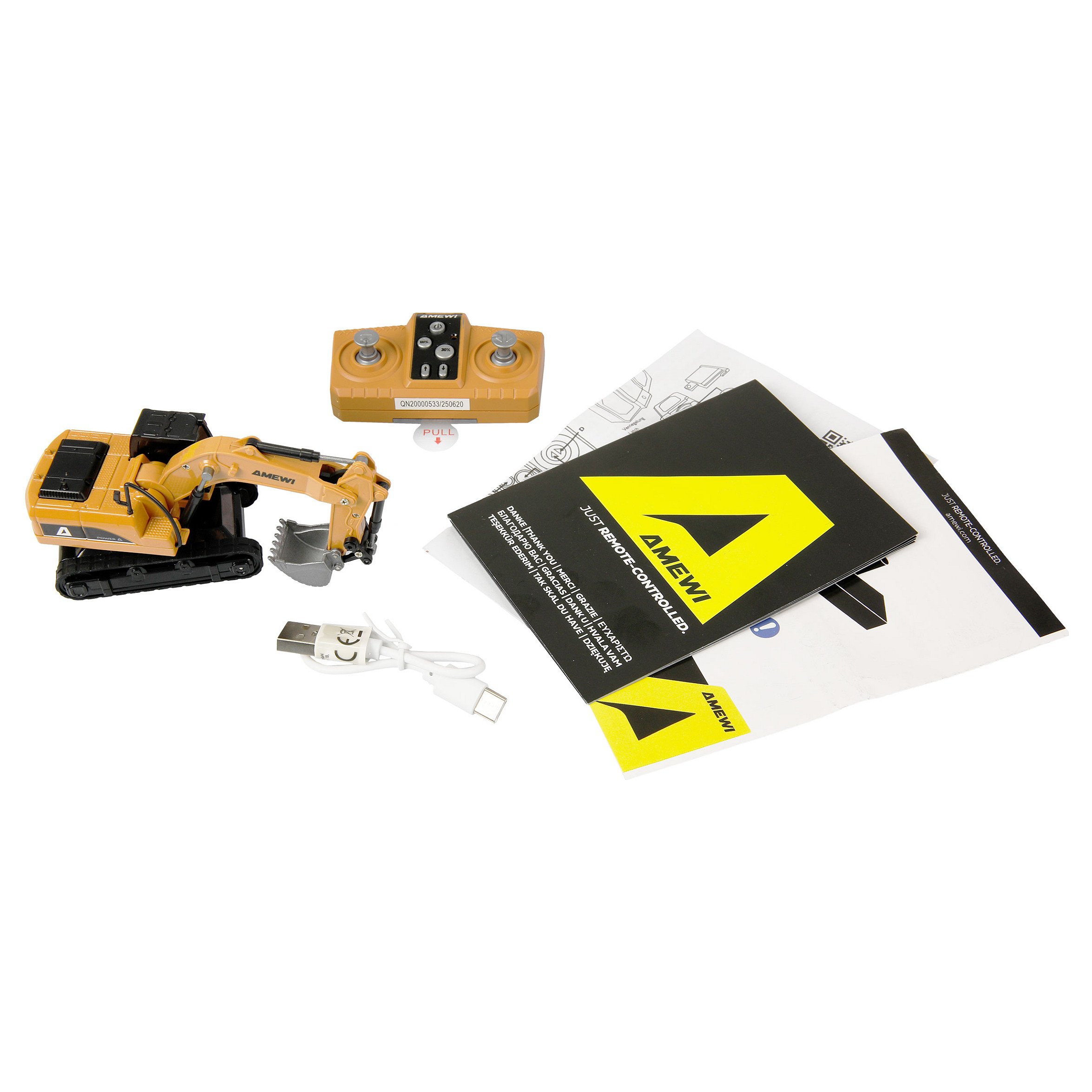 Lodër Bager RC Amewi Mini Metal 8-Kanal 1:64 RTR - Verdhë/Zezë - Figura 3