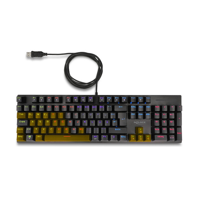 Tastierë me kabllo Delock Wired / RGB / QWERTZ / German Language - Zezë - Figura 2