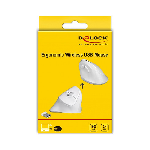 Maus pa kabllo Delock Ergonomik USB – Bardhë - Figura 4