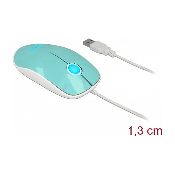 Maus me kabllo Delock Optike 3 Butona LED USB Type-A – Bardhë/Blu - Figura 2
