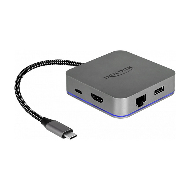 Docking Station DeLOCK for Mobile devices / 4K / 1xHDMI / 3xUSB-A / 1xUSB-C / LAN / SD - Gri