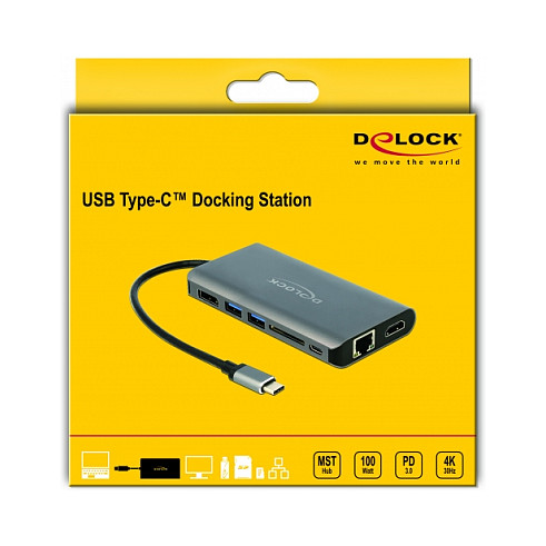 Docking Station DeLOCK 4K / 1xHDMI / 1xDisplayPort / 1xUSB-C / 2xUSB-A / SD / LAN - Gri - Figura 3