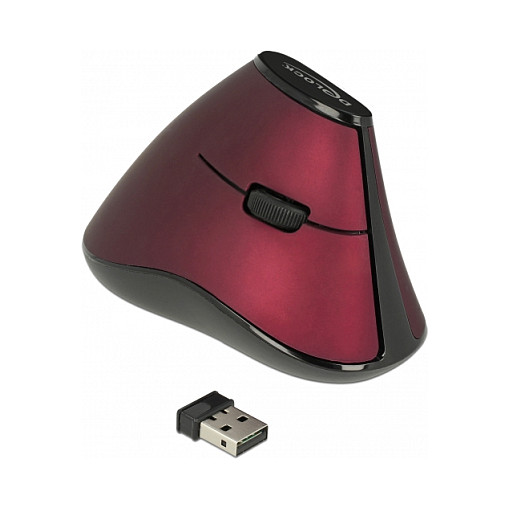 Maus pa kabllo DeLOCK Vertical Optical Mouse / 2.4 GHz / 5 Buttons - Kuqe / Zezë - Figura 2