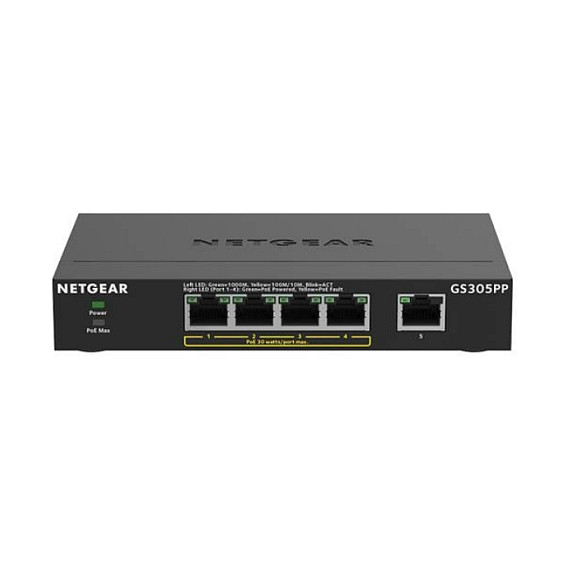 NETGEAR GS305PP 5-Port Gigabit PoE+ Unmanaged Switch 83W 4x PoE+ | Desktop Fanless Switch for IP Cameras, AP & VoIP (300 Series) - Figura 2