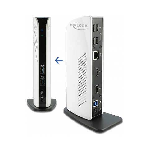 Docking Station DeLOCK / 2xHDMI / 2xUSB-A / 1xUSB-B / LAN / Audio - Bardhë - Figura 3