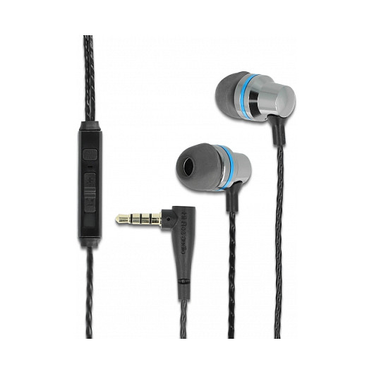 Kufje me kabllo DeLock 3.5mm / Mikrofon dhe kontroll të zërit Quick-Mute për Smartphone/Tablet - Zezë