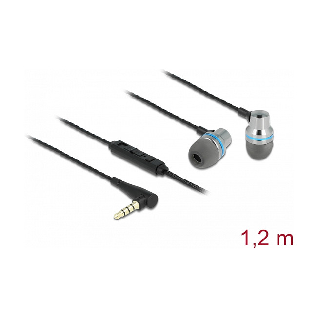Kufje me kabllo DeLock 3.5mm / Mikrofon dhe kontroll të zërit Quick-Mute për Smartphone/Tablet - Zezë - Figura 2