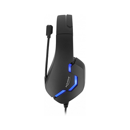 Kufje Gaming DeLock Over-Ear me 3.5mm Jack dhe LED blu për PC/Console - Zezë - Figura 3