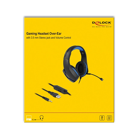 Kufje Gaming DeLock Over-Ear me 3.5mm Jack dhe LED blu për PC/Console - Zezë - Figura 5