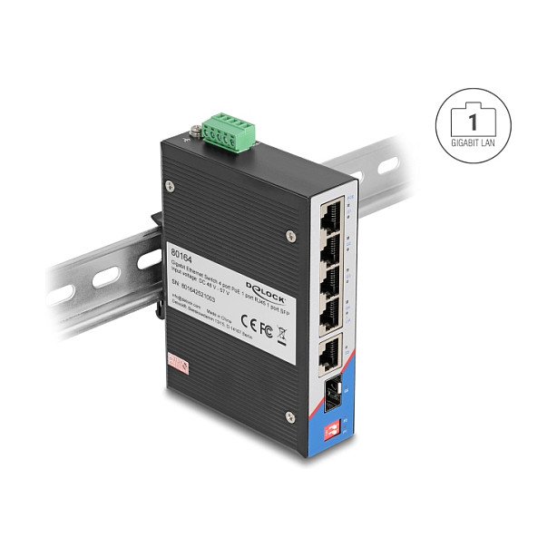 DeLOCK Industrial 5-Port Gigabit PoE Switch 1x SFP DIN-Rail Ethernet Switch for Industrial Networks - Figura 4