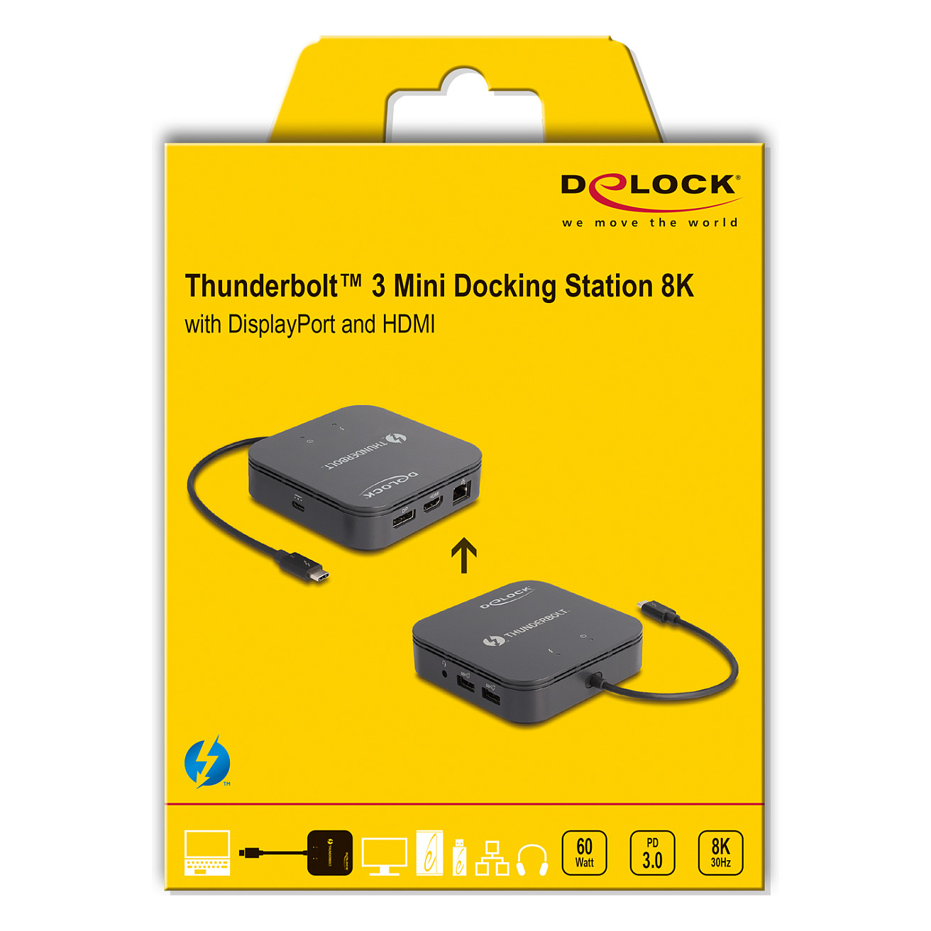 Docking Station DeLOCK Thunderbolt 3 Mini / 8K / 1xDisplayPort / 1xHDMI / 1xUSB-C / LAN / Audio - Zezë - Figura 5