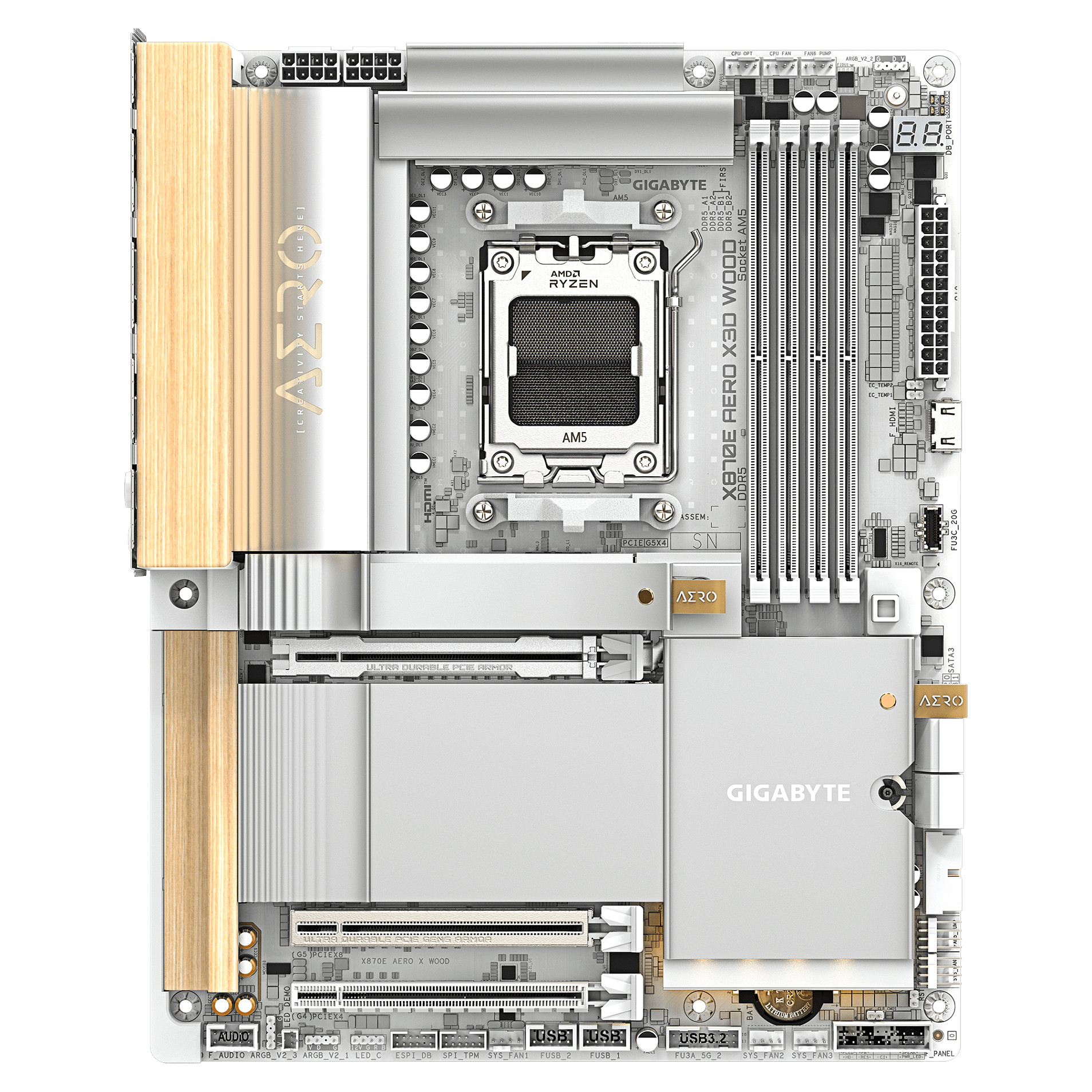 Pllakë Amë AMD AM5 Gigabyte X870E AERO X3D WOOD / DDR5 / ATX / HDMI+DP - Figura 2