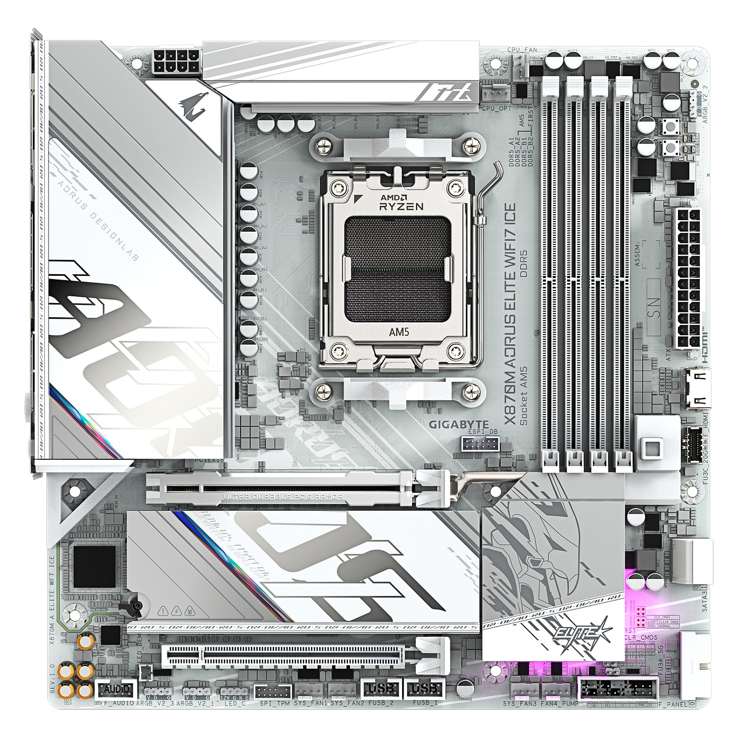 Pllakë Amë AMD Gigabyte X870M A ELITE WF7 ICE / AM5 / DDR5 / HDMI - Figura 2