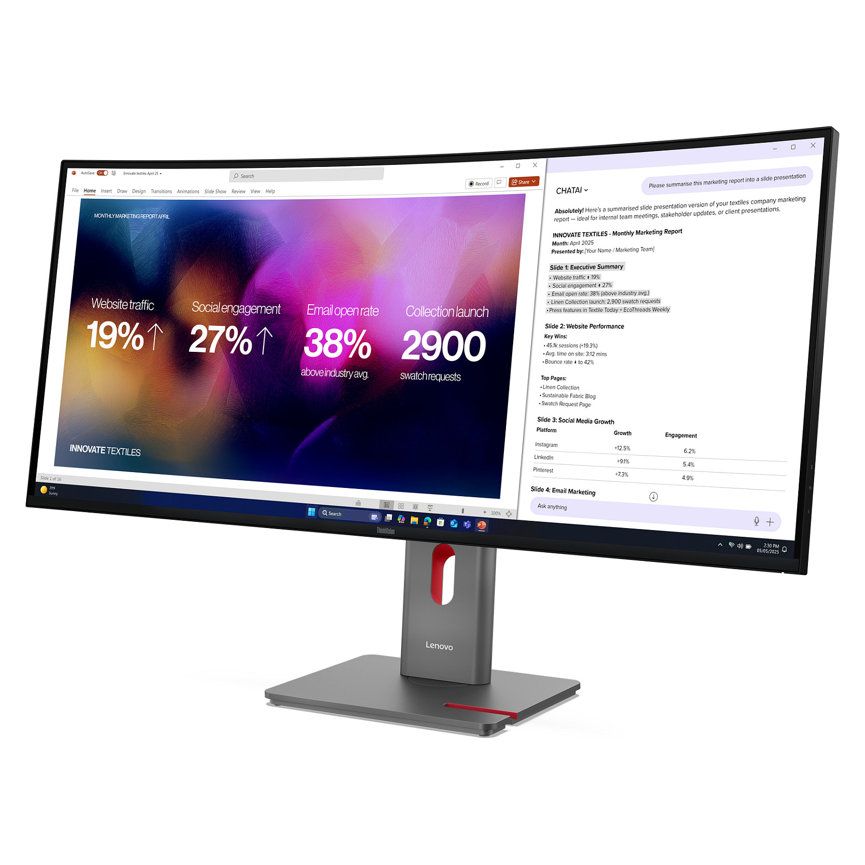 Monitor Lenovo ThinkVision P40WD-40 / 39,7"/ WUHD IPS LED Curved / 120Hz / 6ms / HDMI+DP+USB-C - Zezë - Figura 4
