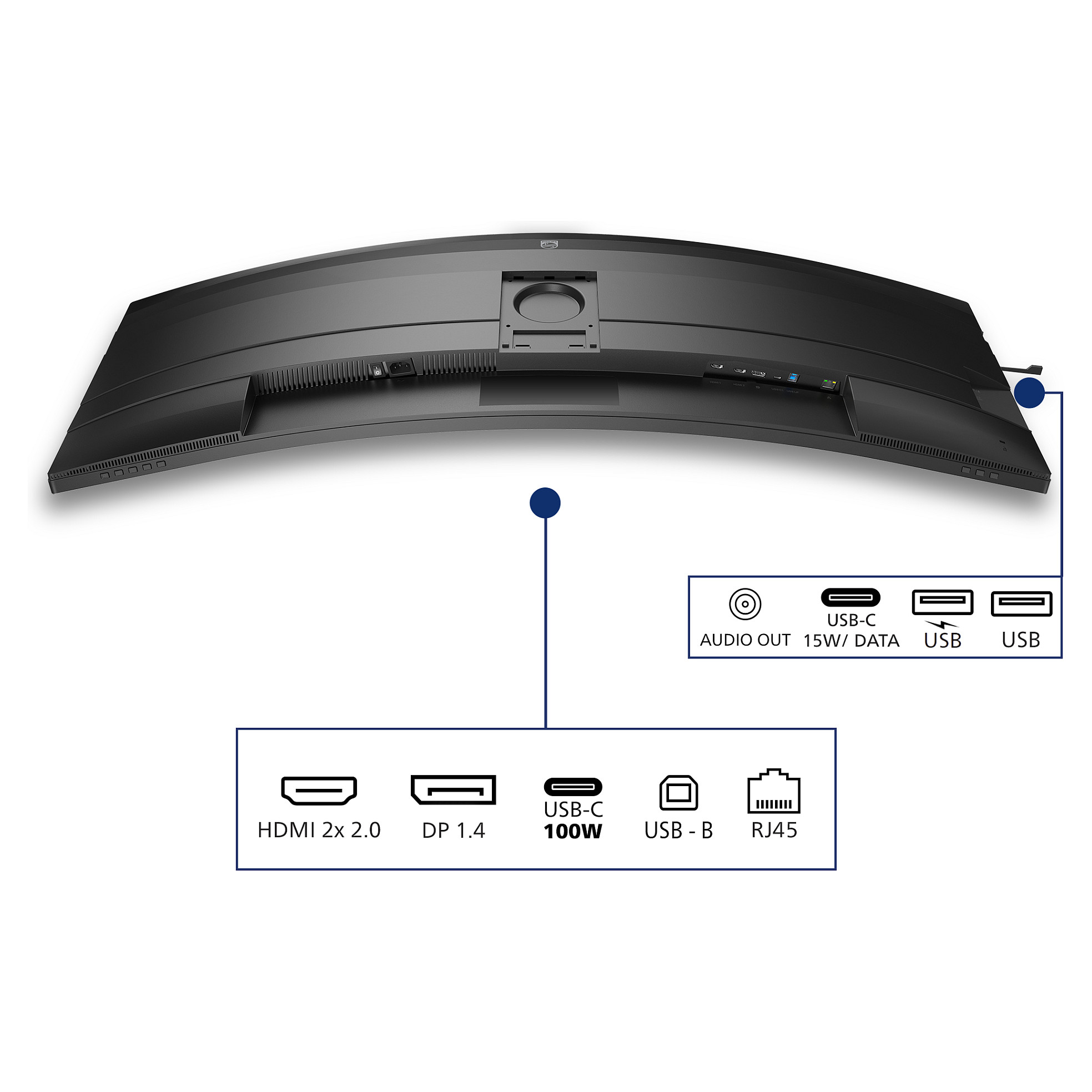 Monitor Philips 49B2U5900C/00 / 49"/ Dual QHD VA LCD Curved / 75Hz / 4ms / HDMI+DP+USB-C -Zezë/Argjendi - Figura 4