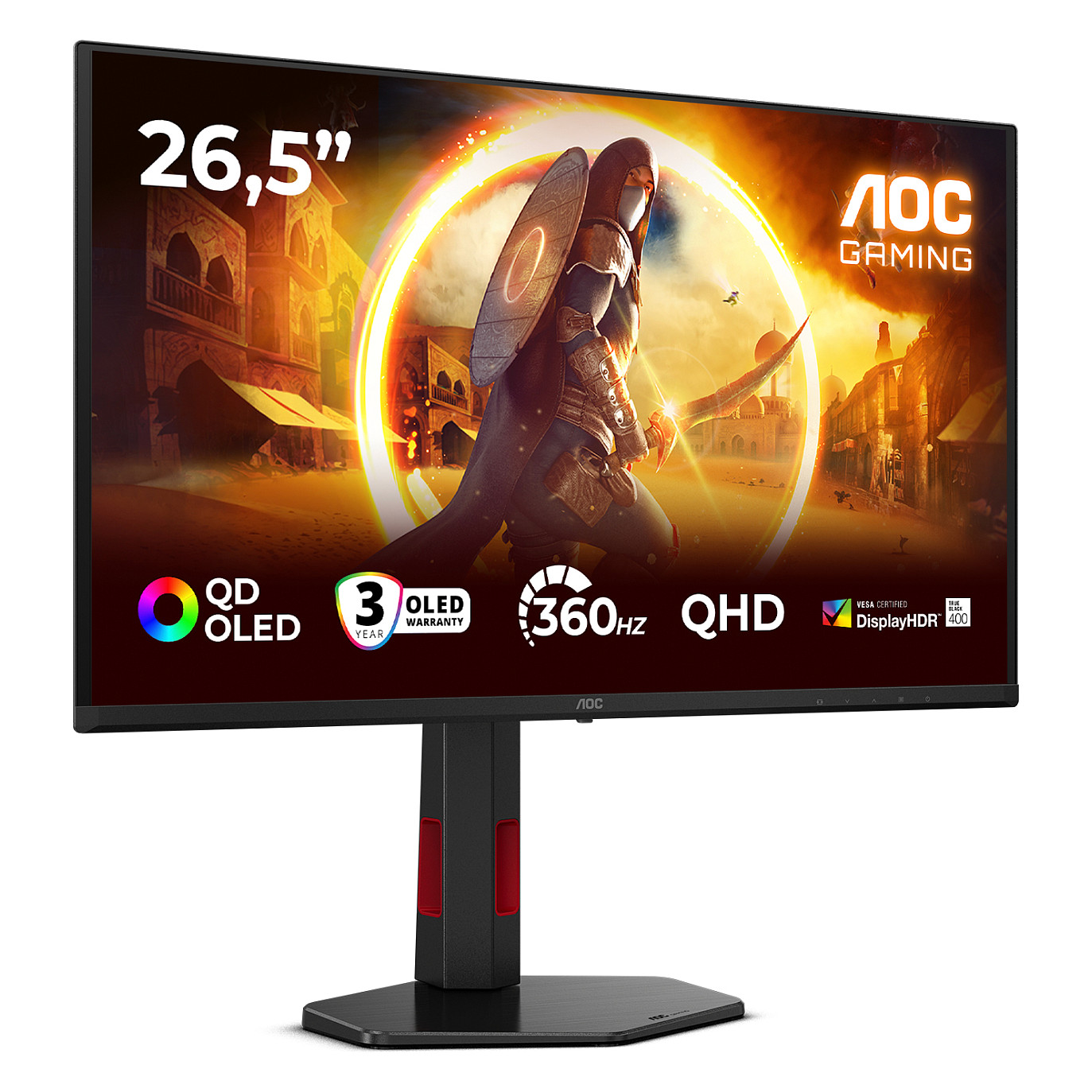 Monitor Gaming AOC Q27G4SDR / 26.5"/ Quad HD QD-OLED OLED / 360Hz / 0.03ms / USB+HDMI+DP - Zezë/Kuqe - Figura 2