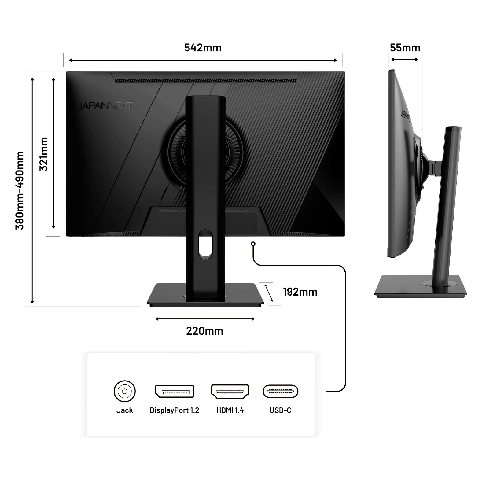 Monitor JapanNext JN-IPS238FHDR-C65W-HSP / 23,8"/ Full HD IPS LED / 75Hz / 14ms / HDMI+DP - Zezë - Figura 4