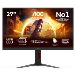 Monitor Gaming AOC U27G4XM / 27"/ 4K Ultra HD Fast IPS LED / 160Hz / 1ms / HDMI+DP - Zezë