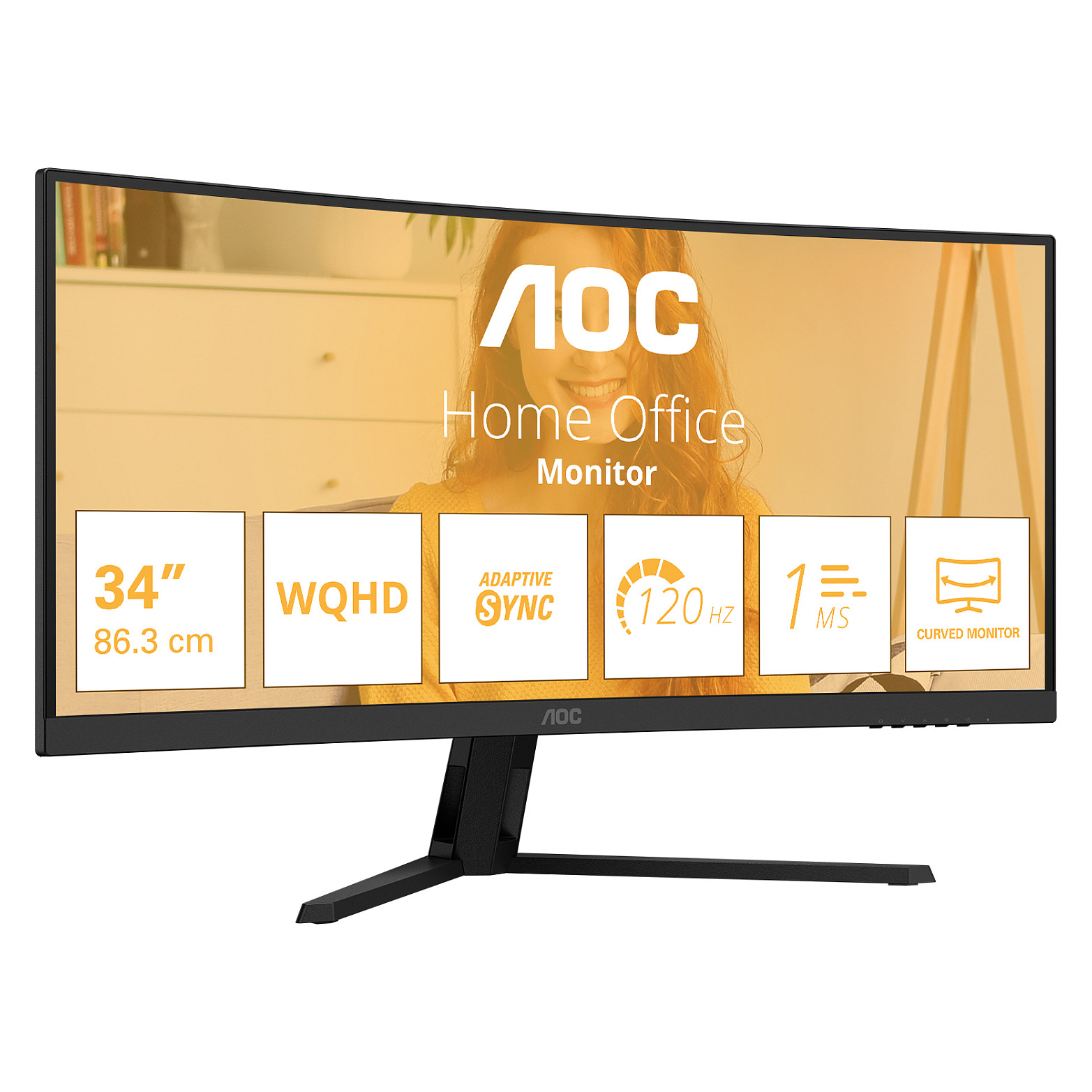 Monitor AOC CU34B3E / 34"/ WQHD VA LED Curved / 120Hz / 1ms / HDMI+DP - Zezë - Figura 2