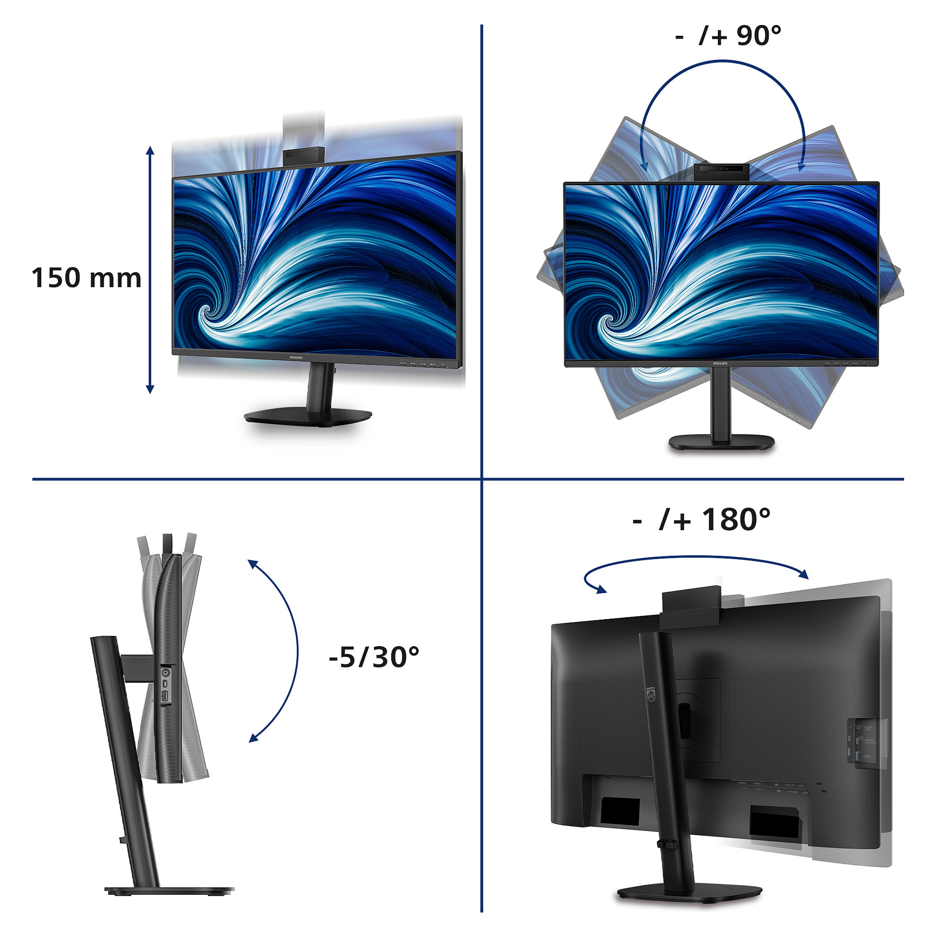 Monitor Philips 27B2N3500JH / 27"/ Quad HD IPS LCD / 120Hz / 4ms / USB-C+DP+HDMI - Zezë - Figura 3