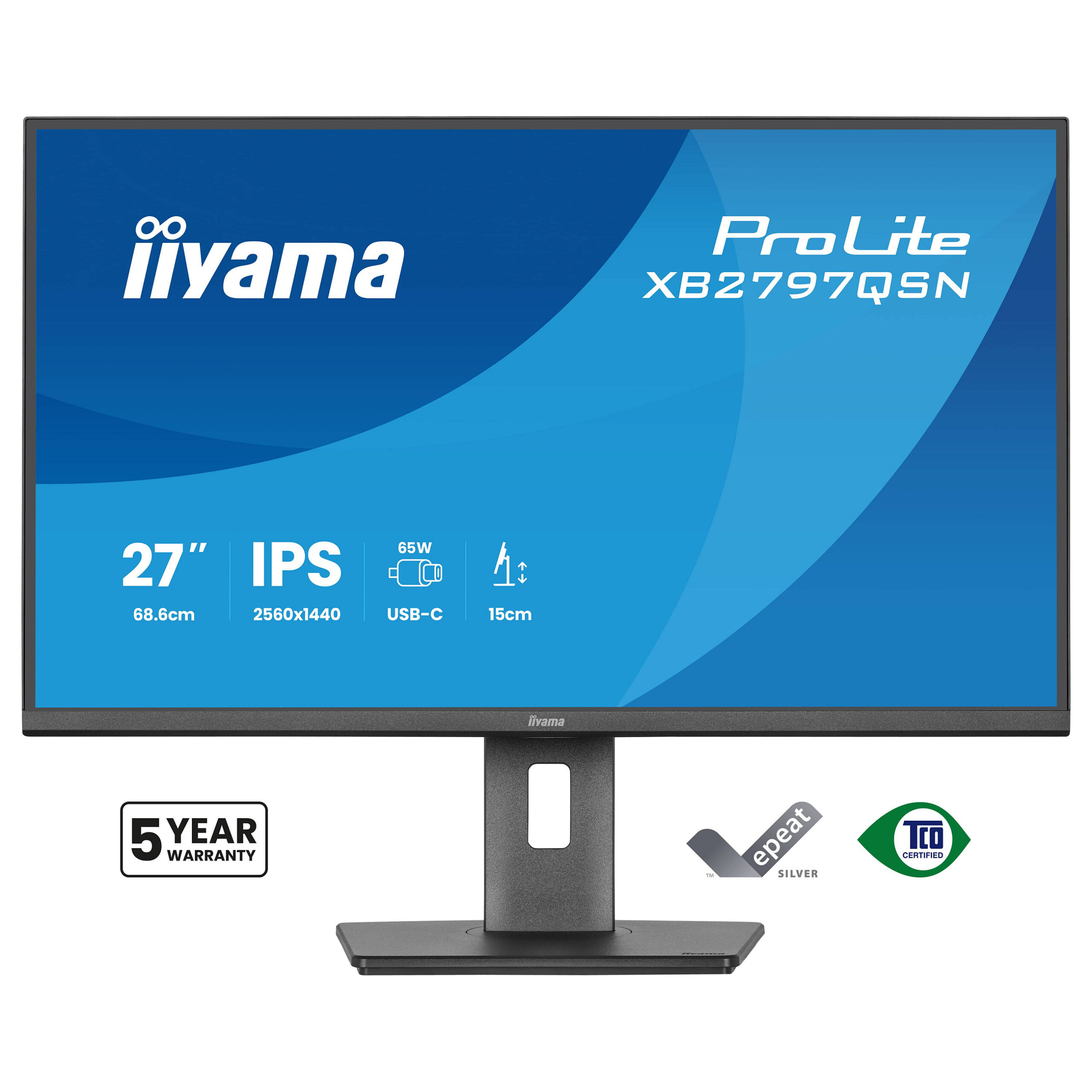 Monitor IIYAMA XB2797QSN-B1 / 27"/ Quad HD IPS / LCD / 75Hz / 1ms / HDMI+USB+DP - Zezë - Figura 2