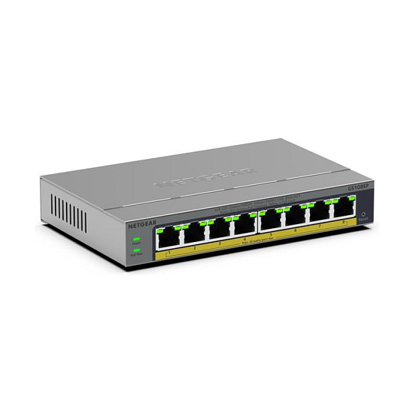 NETGEAR GS108EP Easy Smart 8-Port Gigabit PoE+ Switch 62W with Smart Management