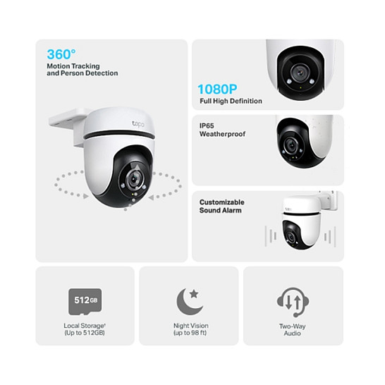Kamera Sigurie IP CCTV TP-Link Tapo TC40 V1 Outdoor 1080p Network Surveillance - Bardhë - Figura 2