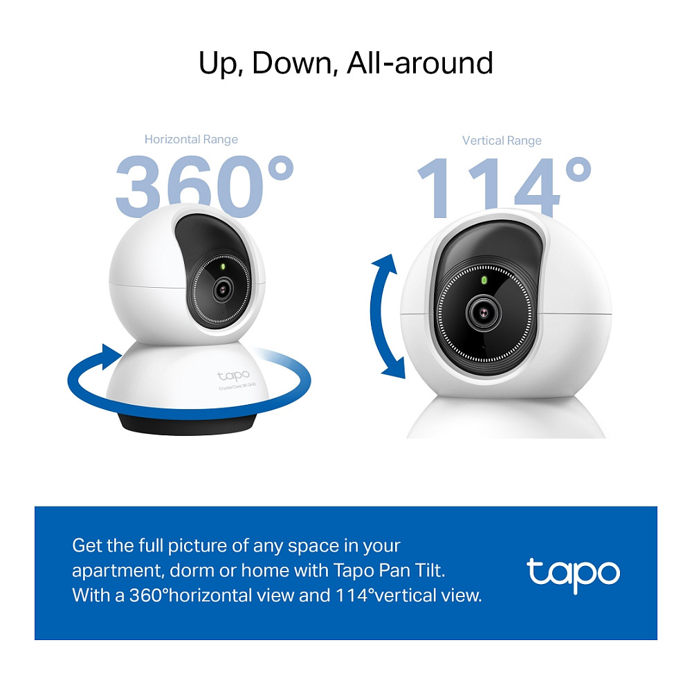 Kamera për monitorimin e fëmijëve TP-Link Tapo TC72 Pan/Tilt AI Home Security WiFi 360° - Bardhë - Figura 2