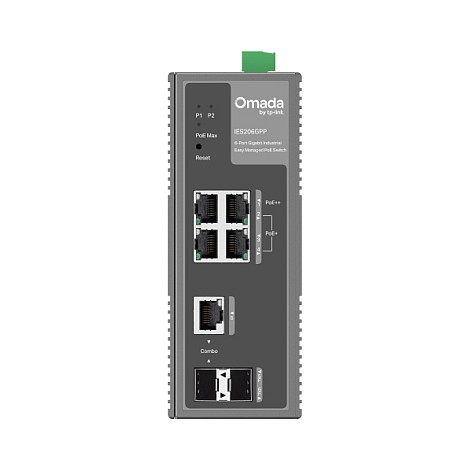 TP-Link Omada IES206GPP 6-Port Gigabit Industrial Managed Switch 3x PoE+ 1x PoE++ 2x SFP Combo - Figura 2
