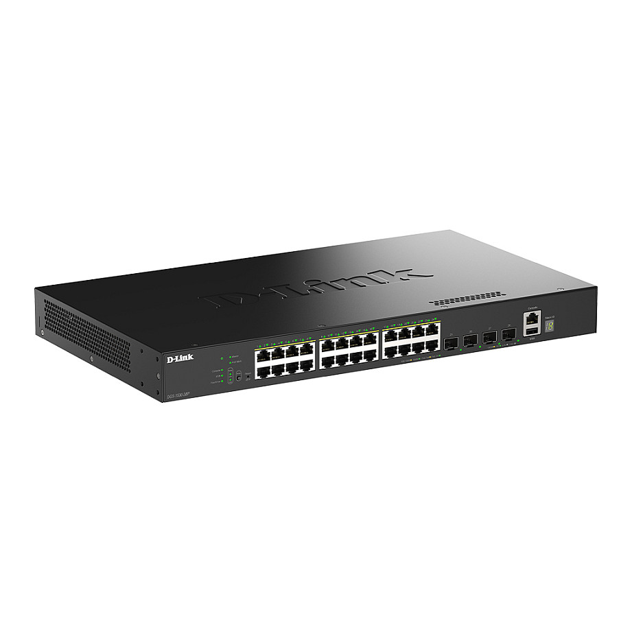 D-Link DGS-1530-28P/E Managed PoE+ Switch | 28 Port Gigabit | 24x PoE+ + 4x 10G SFP+ | 370W - Figura 2