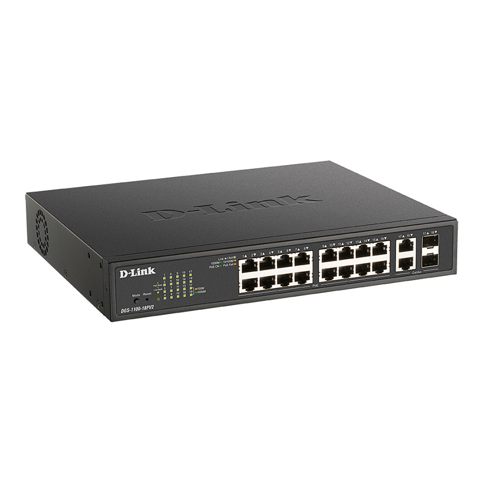 D-Link DGS-1100-18PV2 Smart Managed PoE+ Switch | 18 Port Gigabit | 130W - Figura 2