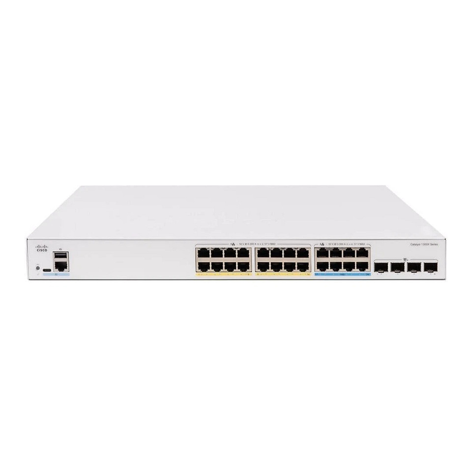 Cisco Catalyst 1300X-24P-4X L3 Managed PoE+ Switch | 24x GE + 4x 10G SFP28 | 385W