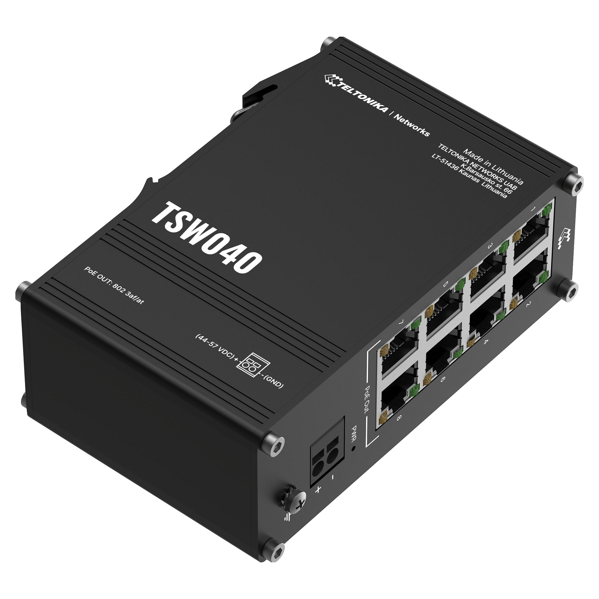 Switch Teltonika TSW040 / Unmanaged / 8‑Port Fast Ethernet / PoE / Unmanaged / DIN‑Rail - Figura 5